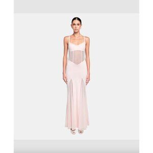 OW Collection Serenity Corset Sheer Maxi Dress PURPLE Lavender Womens Size Small